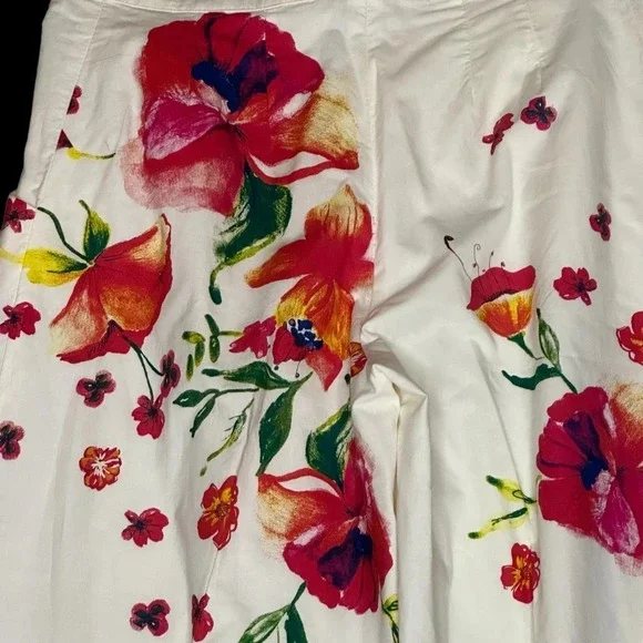 IVKO Women's Cream Floral Print Wide Leg Pant.   Sz: 38 EU/ 8 US - Picture 5 of 9